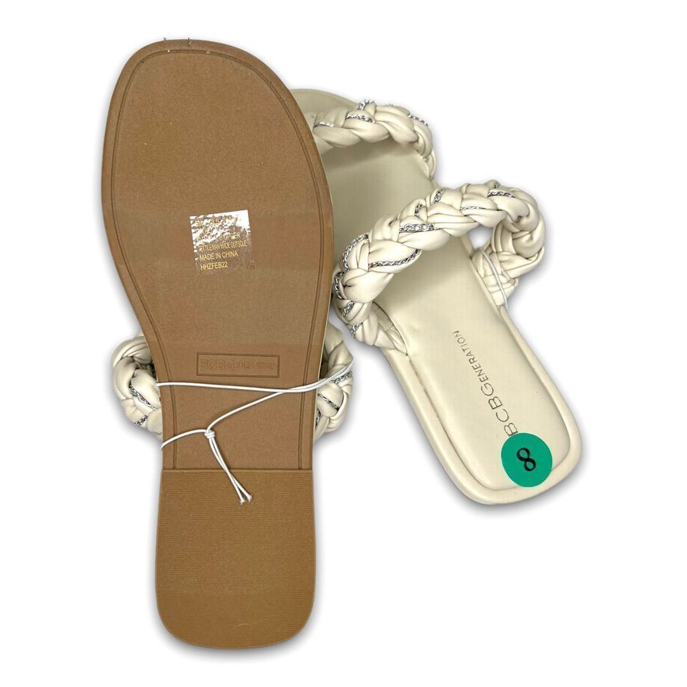 BCBGENERATION Tanya Cream Braided Strap Vegan Leather Slip On Sandal, Size 8 - Picture 11 of 12